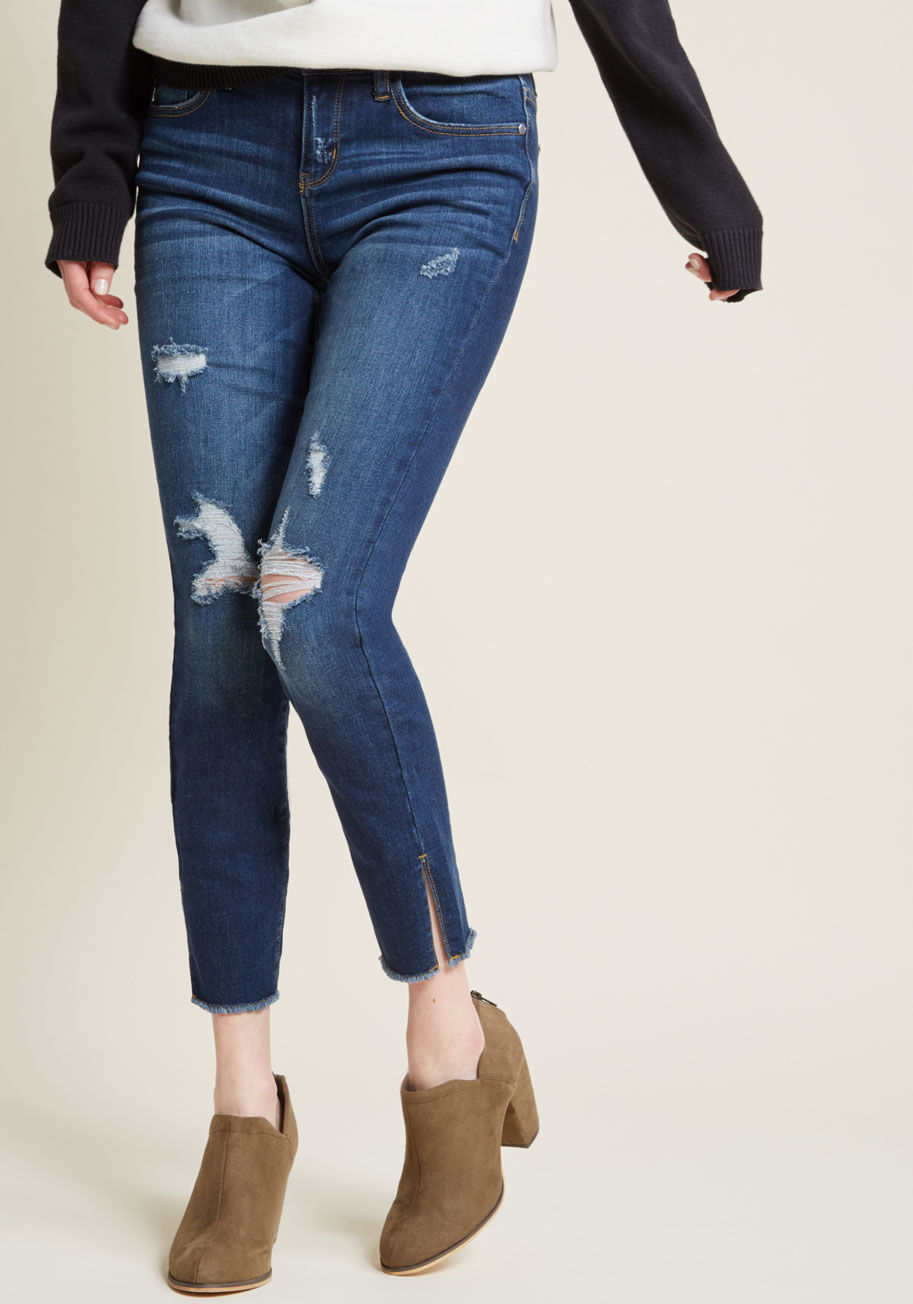 Reach a Ripping Point Distressed Skinny Jeans by ModCloth