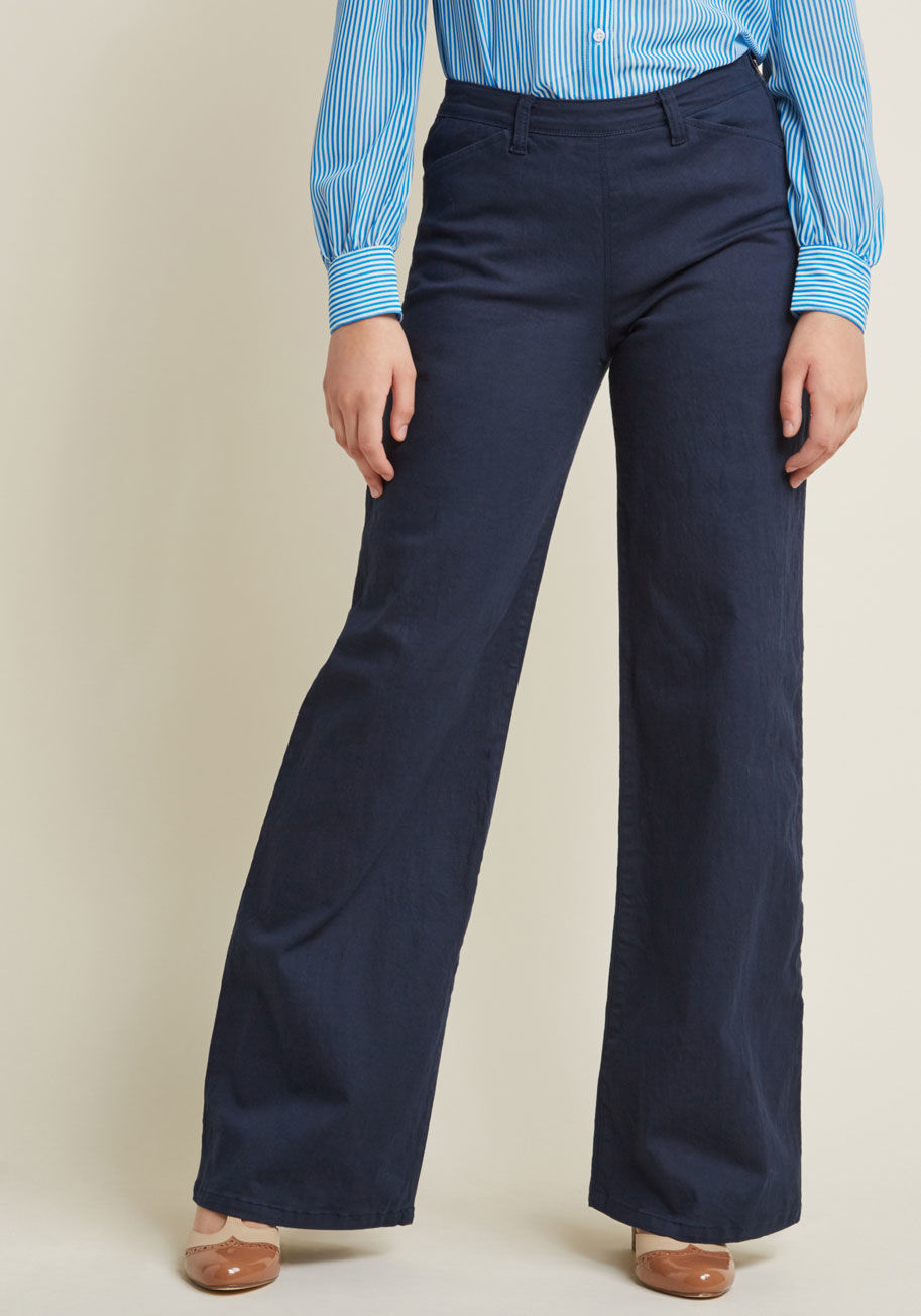 Sleek Wide-Leg Trousers with Pockets by ModCloth