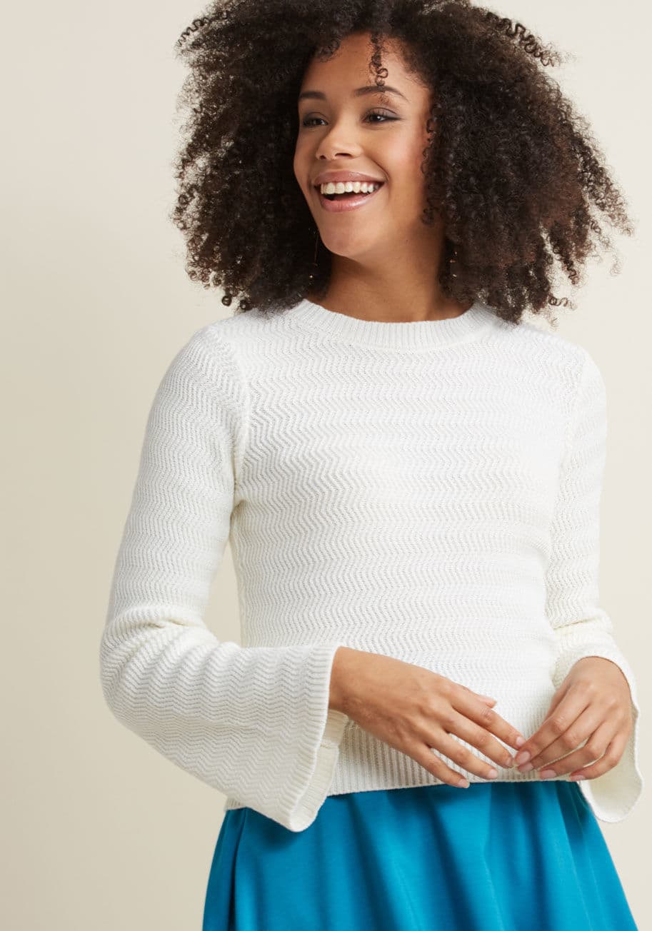 Snuggly Statement Bell Sleeve Sweater by ModCloth
