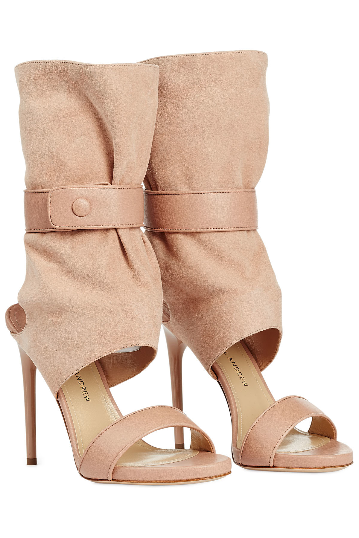 Paul Andrew - Leather and Suede Open-Toe Boots