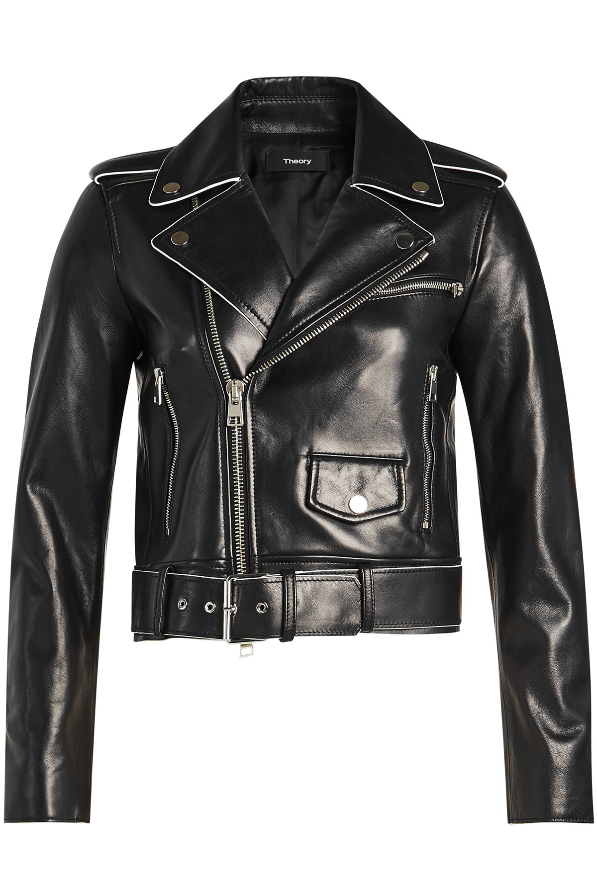 Shrunken Leather Biker Jacket by Theory