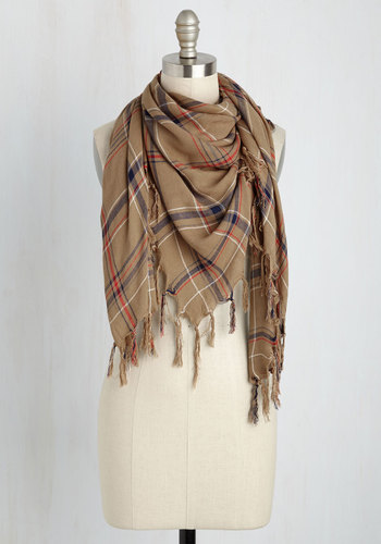 Look by M - Plaid News Travels Fast Scarf in Tan