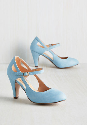 Fountain of Truth Mary Jane Heel in Dusty Blue by In Touch Footwear