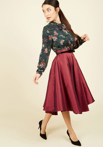 Collectif Clothing - Mellifluous Maven Midi Skirt in Ruby