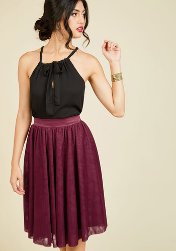Tulle of the Trade A-Line Skirt in Burgundy by Lavia Fashion Garment Company