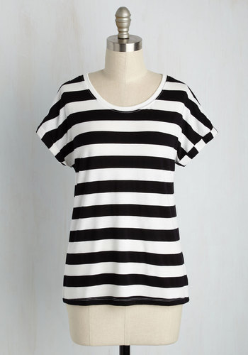 Sunny Girl PTY LLTD - Breezy Basics Striped Top in Black White