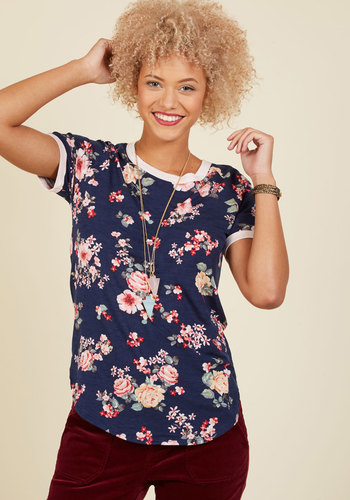 Travel Team Floral T-Shirt in Navy Bloom by Sweet Claire Inc.