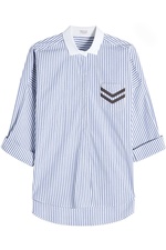 Striped Cotton Shirt with Embellishment by Brunello Cucinelli