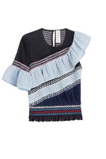 Cotton Blend Top with Ruffle by Peter Pilotto