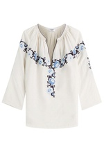 Linen-Silk Blouse with Needlepoint Embroidery by Vilshenko