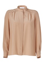 Brown Sugar Silk Shirt with Zigzag Trim by Chloe