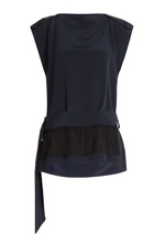 Sleeveless Silk Top with Fringe Belt by Derek Lam
