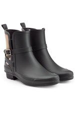 Matte Rubber Rain Boots with Check Panel by Burberry