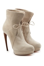 Leather Ankle Boots with Sheepskin Trim by Alexander McQueen