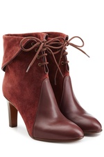 Suede and Leather Lace-Up Boots by Chloe