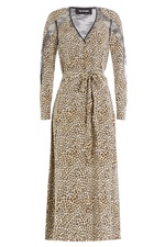 Animal Printed Silk Dress with Lace by The Kooples