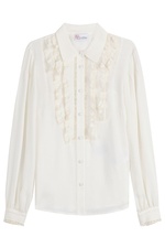Silk Blouse with Lace Ruffle Trim by Red Valentino