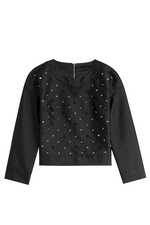 Satin Twill Top with Sequin Embellishment by Karl Lagerfeld