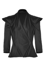 Black Satin Draped Jacket by Donna Karan