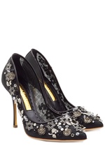 Embellished Mesh and Leather Peep Toe Heels by Rupert Sanderson