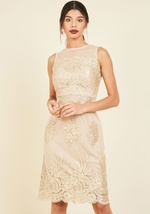 Luxe Illuminations Sheath Dress in Champagne by Donna Ricco- Maia