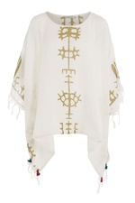 Cotton Poncho with Tassels by Mes Demoiselles