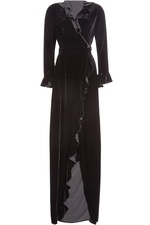 Velvet Gown with Ruffled Trims by Dhela