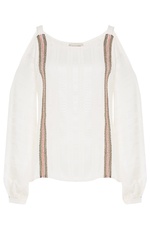 Silk Cutout Shoulder Top with Lacing by Zeus + Dione