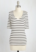 Inside Scoop Striped Top in Heather Grey by Nexxen Apparel, Inc