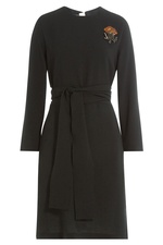 Belted Dress with Embellished Brooch by Rochas