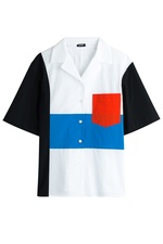 Echo Color Block Cotton Blouse by Jil Sander Navy