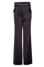 Crepe Wide Leg Pants with Piping in White by Derek Lam