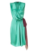 Turqoise/Ruby Silk Satin Wrap Dress by Sophie Theallet