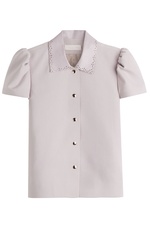 Top with Perforated Leather Collar by Marina Hoermanseder