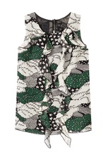 Printed Silk Shell with Ruffled Front by Anna Sui