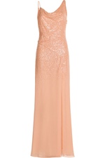 Sequin Embellished Evening Gown by Halston Heritage
