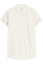 The Roll Sleeve Oversized Striped Cotton Shirt by The Great