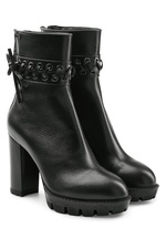 Leather Ankle Boots with Gripped Platform by Karl Lagerfeld