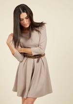 Inspired Interpretation Dress in Taupe by Nexxen Apparel, Inc