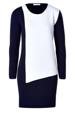 Merino Wool Blend Asymmetric Panel Dress in Navy/White by J.W. Anderson