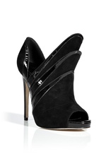 Black Suede Triple Layered Booties by Alejandro Ingelmo