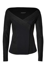 Leather Trimmed Jacket in Black by Donna Karan