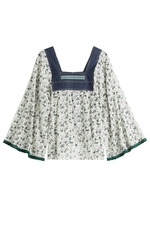 Printed Blouse with Denim by Anna Sui