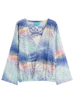 Printed Silk Top with Beading by Taj