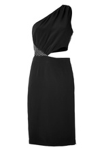 Silk/Leather One Shoulder Dress with Grommet Embellishment by Tamara Mellon