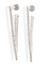 Sterling Silver V Earrings with Diamonds by Lynn Ban