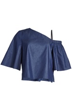 Chambray One-Shoulder Top by Tibi