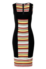 Black/Multicolored Striped Panel Knit Dress by Fendi