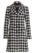 Dogstooth Wool Coat with Shearling Collar by Boutique Moschino