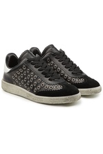 Bryce Embellished Leather and Suede Sneakers by Isabel Marant